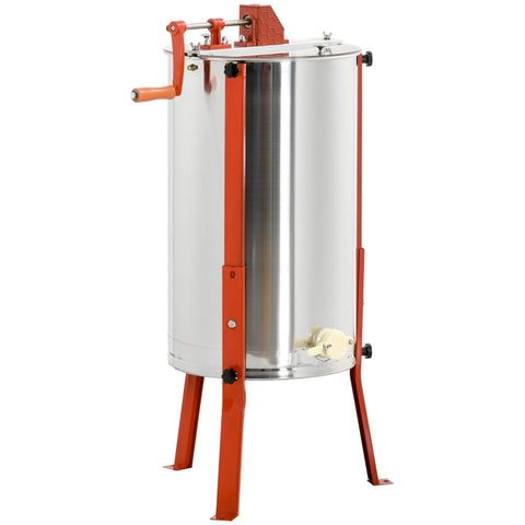 Rootz Honey Extractor - Stainless Steel Beekeeper Equipment - Manual Crank - Rustproof - Adjustable Legs - 54cm x 115cm - Silver