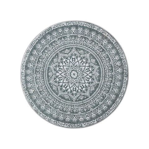 Rootz Boho Style Round Carpet - Anthracite Gray Rug - Polyester Felt TPR - Lightweight - 120 cm Diameter
