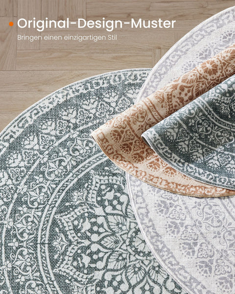Rootz Round Carpet - Boho Rug - Anthracite Gray - Polyester Felt TPR - 160cm Diameter - Lightweight - 2.8kg