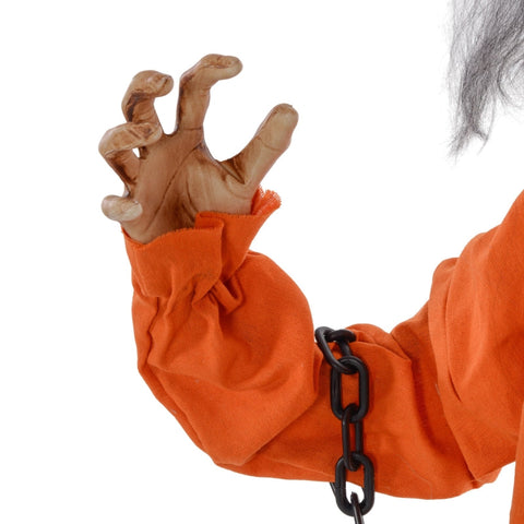 Rootz Animated Halloween Decoration - Spooky Prisoner Ghost - Interactive Scary Figurine - Glowing Eyes - Creepy Howls - 50cm x 15cm x 85cm