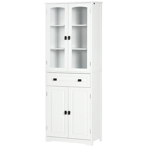 Rootz Tall Kitchen Cabinet - Display Cabinet - Buffet Cabinet - Modern Elegance - 160cm x 60cm x 30cm - White Wood