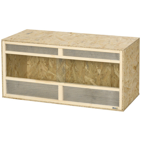Rootz Terrarium for Reptiles - Habitat - Enclosure - Thermal Insulation - 100 x 47 x 47 cm OSB Wood and Glass Door