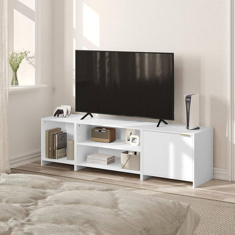 Rootz TV Cabinet Divisible Design - TV Unit - Media Console - E1 Engineered Wood - Adjustable Shelf - White - 160cm x 45cm x 39cm