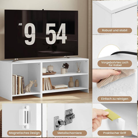 Rootz TV Cabinet Divisible Design - TV Unit - Media Console - E1 Engineered Wood - Adjustable Shelf - White - 160cm x 45cm x 39cm