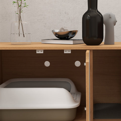 Rootz Cat Litter Box Furniture - Pet Cabinet - Kitty Restroom - Odor Reduction - 80 x 48 x 48 cm