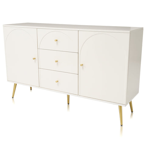 Rootz Elegant Sideboard - Chest of Drawers - Bedroom Storage - Durable Design - 140cm x 84cm x 40cm - Cream White