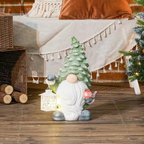 Rootz Christmas Gnome Statue with Lantern - LED Christmas Decoration - Festive Decor - Battery Operated - Custom-Fit Foam - 28cm x 21cm x 42cm