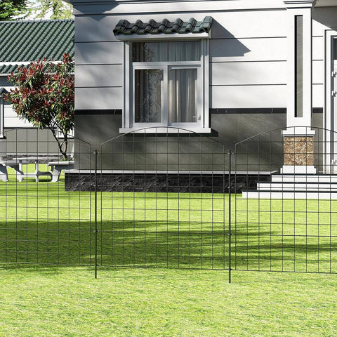 Rootz Iron Garden Fence - Decorative Fencing - Metal Boundary - Rust Resistant - 70cm x 78 cm Panels - Black - Flexibility - Easy Assembly