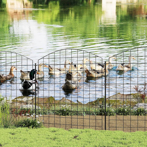 Rootz Iron Garden Fence - Decorative Fencing - Metal Boundary - Rust Resistant - 70cm x 78 cm Panels - Black - Flexibility - Easy Assembly