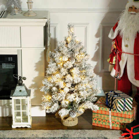 Rootz LED Christmas Tree - Artificial Xmas Tree - Warm White LED Lights - Decorative Pine Cones - Flame-Retardant Branches - 47cm x 90cm