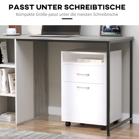 Rootz Rolling Storage Container - File Cabinet - Office Organizer - 1 Shelf - 1 Drawer - 1 Cupboard - Chipboard - 40cm x 35cm x 60cm