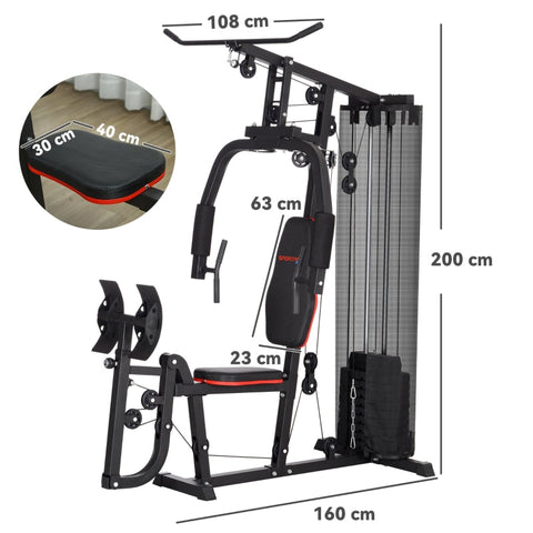 Rootz Multi-Gym Station - Home Gym - Strength Tower - 45kg Weights - Steel Frame - 160L x 108W x 200H cm
