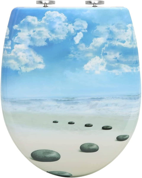Rootz Toilet Seat with Soft-Close Mechanism - Quick Release - Duroplast - Stainless Steel Hinges - Antibacterial - 37cm x 47.5 cm