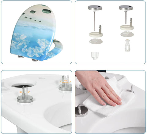 Rootz Toilet Seat with Soft-Close Mechanism - Quick Release - Duroplast - Stainless Steel Hinges - Antibacterial - 37cm x 47.5 cm