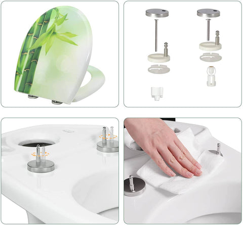 Rootz Duroplast Toilet Seat with Soft-Close Mechanism - Quick Release System - Antibacterial - 37cm x 47.5cm - Oval Shaped - Stainless Steel Hinges