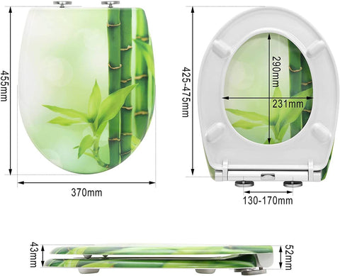 Rootz Duroplast Toilet Seat with Soft-Close Mechanism - Quick Release System - Antibacterial - 37cm x 47.5cm - Oval Shaped - Stainless Steel Hinges