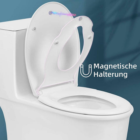 Rootz 2 in 1 Toilet Seat - Family Friendly Toilet Seat - Soft Close Lid - Child & Adult Seat - Quick Release - PP & Stainless Steel - O-Shaped Toilets - 371mm x 444mm - White
