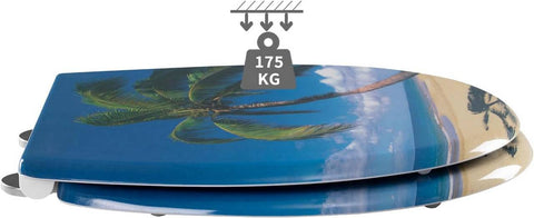 Rootz Soft Close Toilet Seat - Duroplast - Quick Release Button - Waterproof - 37cm x 47.5cm - Sea Motif - Antibacterial - Rustproof Hinge