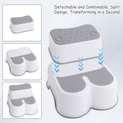Rootz Kids 2 Step Stool - Children's Bathroom Stool - Toddler Step Ladder - PP Plastic - 37.5cm x 25.5cm x 34cm
