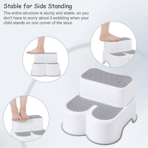 Rootz Children's 2 Step Stool - Toddler Stool - Bathroom Stool - PP Plastic - Non-slip - 37.5cm x 25.5cm x 34cm