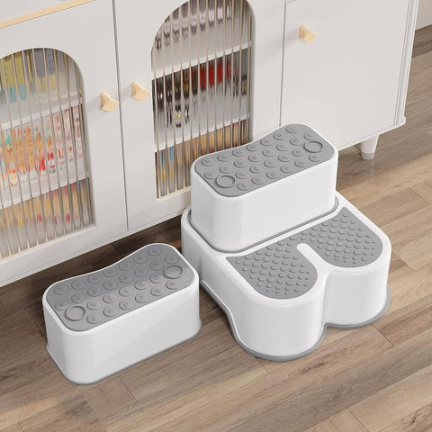 Rootz Children's 2 Step Stool - Toddler Stool - Bathroom Stool - PP Plastic - Non-slip - 37.5cm x 25.5cm x 34cm