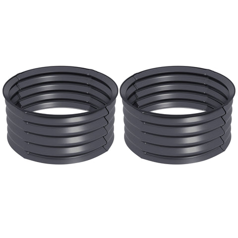 Rootz Set of 2 Galvanized Plant Pots - Flower Pots - Raised Planters - Promote Plant Growth - Ø60 x 30H cm - Grey