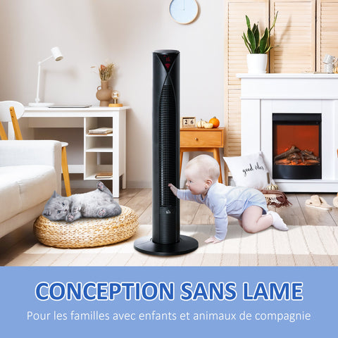 Rootz Quiet Column Fan - Tower Fan - Cooling Appliance - 70° Oscillation - Energy Saving - 31.5 x 31.5 x 96 cm - Black