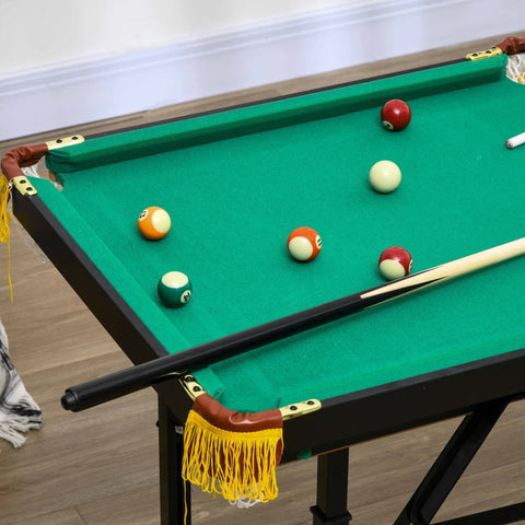 Rootz Foldable Pool Table - Billiard Table - Snooker Table - Adjustable Height - Complete Set - Space-Saving Storage - 140cm x 60cm x 55-75cm - MDF & Steel