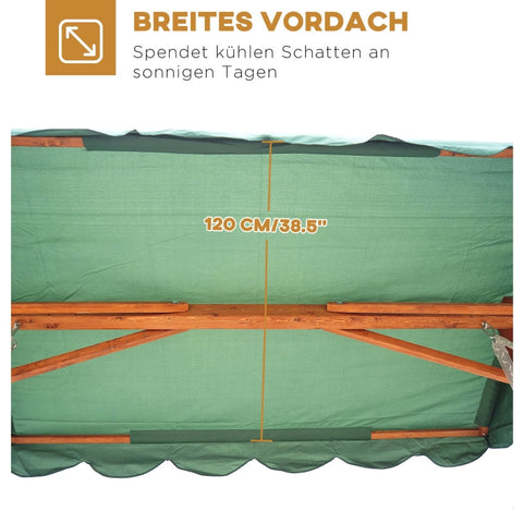 Rootz Hollywood Swing Garden Swing - Outdoor Swing - Patio Swing - Weather Resistant - Comfortable Cushions - Easy Assembly - 235cm x 128cm x 180cm - Green + Natural