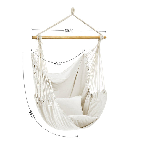 Rootz Hanging Chair with 2 Cushions - Hammock Chair - Swing Seat - Comfort & Support - 148cm x 125cm