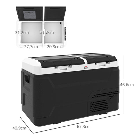 Rootz 2 Zone Portable Electric Cooler - Car Refrigerator - Travel Cooler - Stay Cool Anywhere - 67.3cm x 40.9cm x 46.6cm