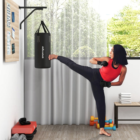 Rootz Punching Bag Set - Boxing Kit - Heavy Bag - Hanging Punching Bag - Sand/Fabric Fillable - 90cm x 30cm - Wall Mounted - Steel Frame