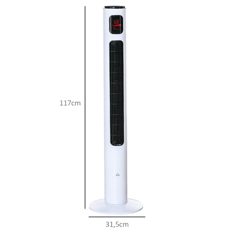 Rootz Column Fan - Tower Fan - Oscillation Fans - Energy Saving - 31.5cm x 31.5cm x 117cm - Remote Control Included