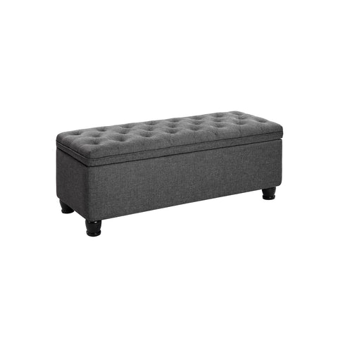Rootz Button Tufted Storage Stool - Dark Grey Ottoman - Footstool with Storage - MDF - High Density Foam - 45cm x 118cm x 45cm