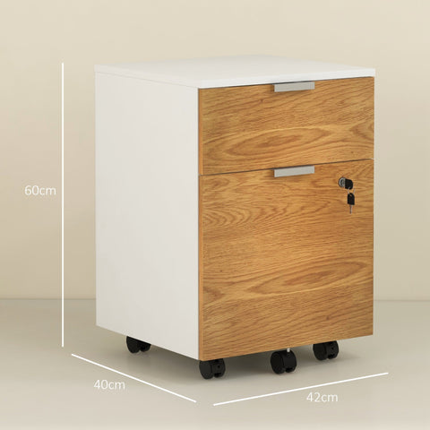Rootz Office Drawer Storage Cabinet - Filing Cabinet - Locking Drawers - Secure Document Storage - 42cm x 40cm x 60cm