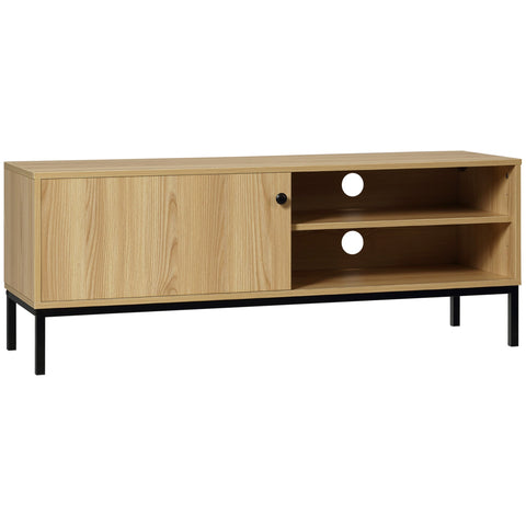 Rootz TV Stand - Entertainment Center - Modern Media Unit - Sliding Door - 3 Compartments - 2 Cable Outlets - 120L x 39.5W x 46H cm