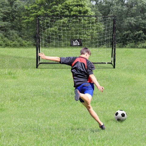 Rootz Football Goal - Soccer Net - Metal Frame - Durable & Quick Setup - 186L x 62W x 123H cm - Black White