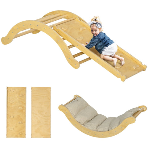 Rootz 4-in-1 Montessori Climbing Frame Set - Play Gym - Toddler Playset - Safe Indoor Play - 168cm x 49.5cm x 39.5cm