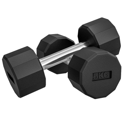 Rootz Square Dumbbells Set - Non-Rolling Dumbbells - Rubber Coated - Metal Core - Non-Slip Handle - Space Saving - 25L x 9.5W x 9.5H cm