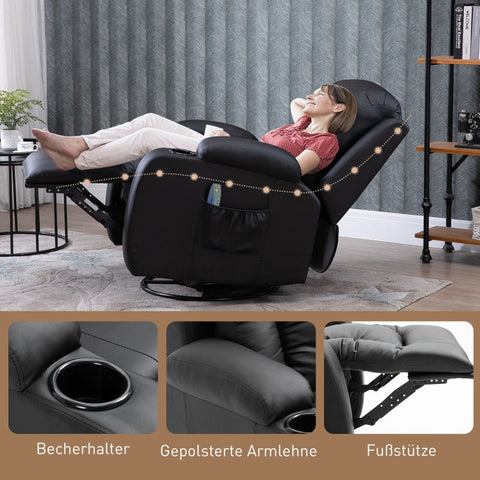 Rootz Massage Chair - Recliner Chair - Vibrating Massager - Heated Backrest - 85cm x 94cm x 104cm