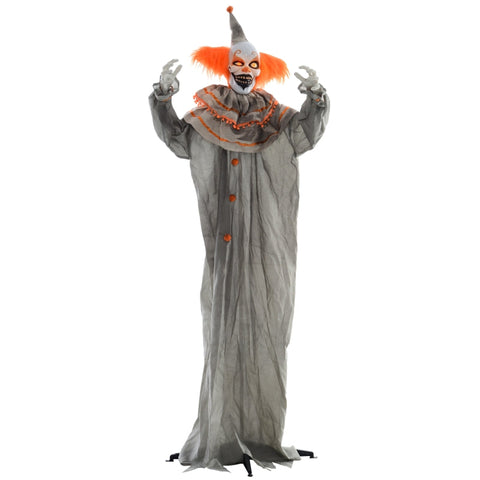 Rootz Halloween Clown Decoration - Animated Spooky Figure - Rotating Head - Glowing Eyes - Battery Operated - 65cm x 18cm x 183cm
