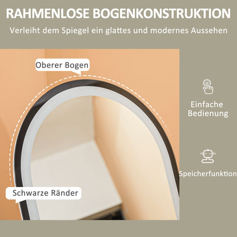 Rootz Full Length Mirror - Freestanding Mirror - Standing Mirror - Dimmable LED - 150cm x 40cm - Modern & Elegant Design for Living Room