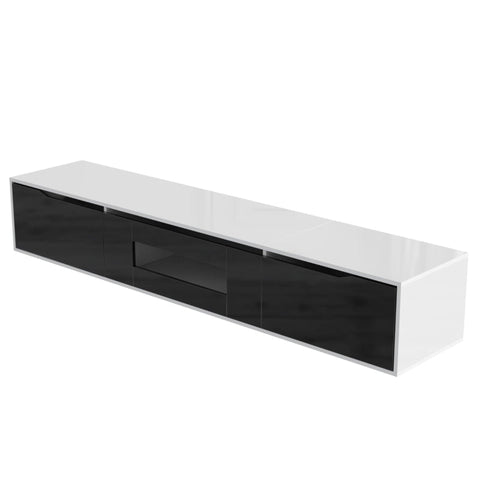 Rootz High Gloss TV Cabinet - Media Console - Entertainment Stand - LED Lighting - Customizable Atmosphere - 180L x 35W x 30H cm