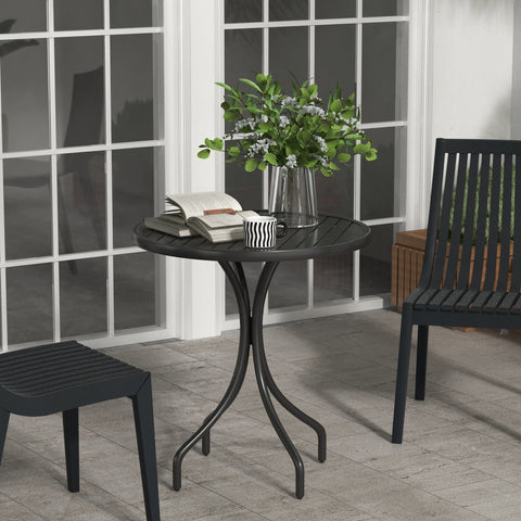 Rootz Round Garden Table - Bistro Table - Outdoor Patio Table - Galvanized Steel, Water Drainage - Dia. 66cm x 71.5cm