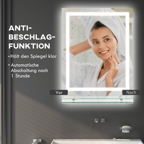 Rootz Bathroom Mirror LED Lighting - Illuminated Mirror - Lighted Vanity - Anti-Fog Function - 70cm x 50cm
