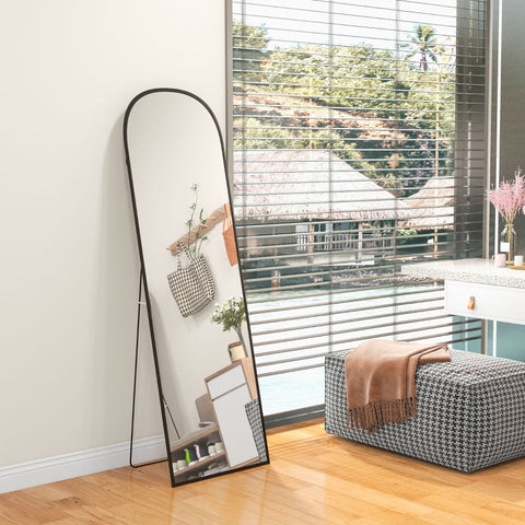 Rootz Full Length Standing Mirror - Large Mirror - Modern Design - Complete Reflection - HD and Shatterproof - Rust and Water Resistant - 50cm x 1.5cm x 161.5cm - Black