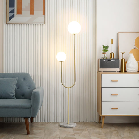 Rootz Metal Floor Lamp - Gold Floor Lamp - Elegant Lighting - Adds Elegance - 33 x 25 x 155.5 cm
