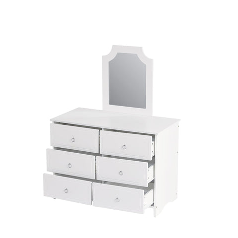 Rootz Mirror Cabinet Chest of Drawers - 6 Drawer Dresser - Bedroom Storage - Silent Gliders - 100×50×132 cm