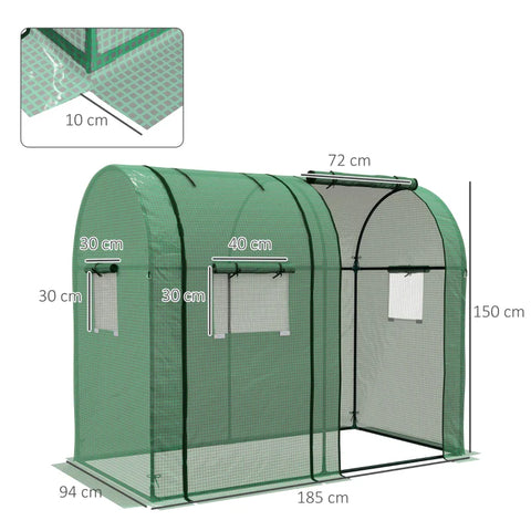 Rootz Mini Greenhouse - Small Greenhouse - Cold Frame - 2 Planting Areas - Roll Up Doors - Green - 185 x 94 x 150cm