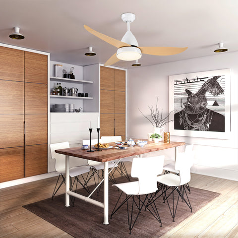 Rootz Ceiling Fan with LED Light - Quiet 6-Speed Fan - Remote Controlled - Energy Efficient - Ø122 x 45 cm